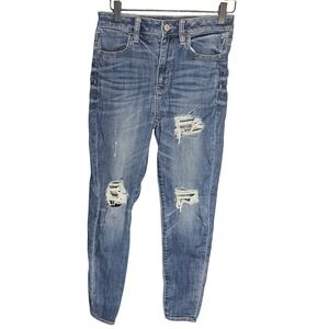 American Eagle AE Denim Jeans Distressed Ripped‎ High Waisted Women's 2 Short